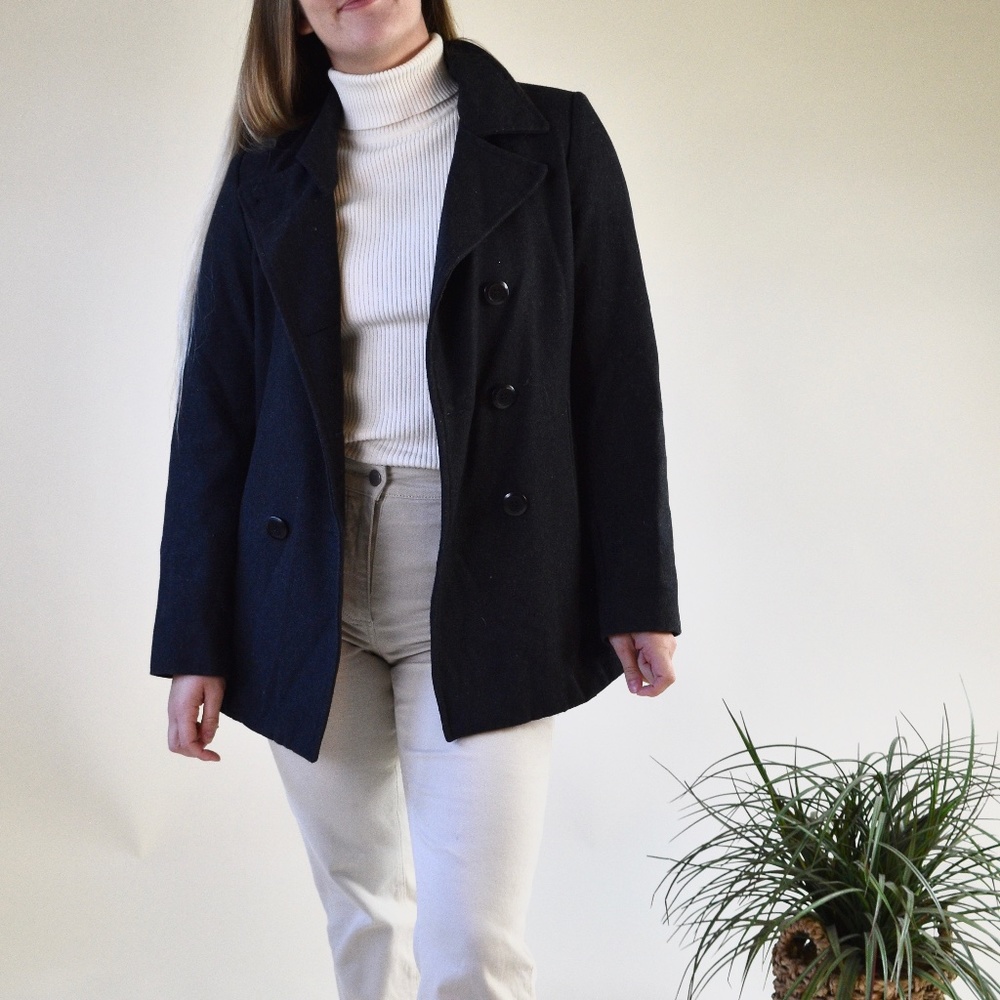 Dark Grey/ Black Pea Coat